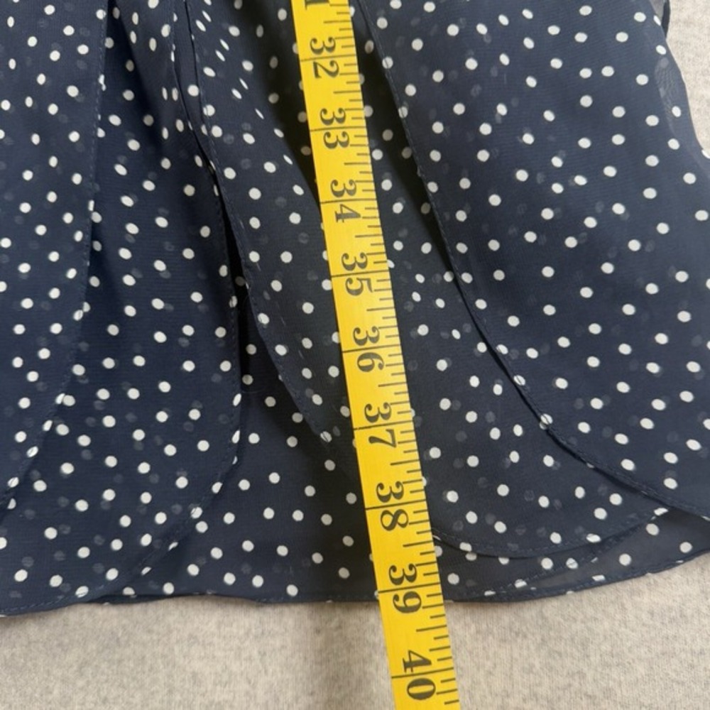 Adrianna Papell Womens 4 Navy Polka Dot Chiffon Ruffle Fit & Flare Dress NWT - Picture 8 of 12